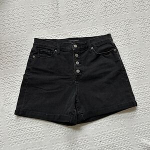 Black High-Waisted Denim Shorts